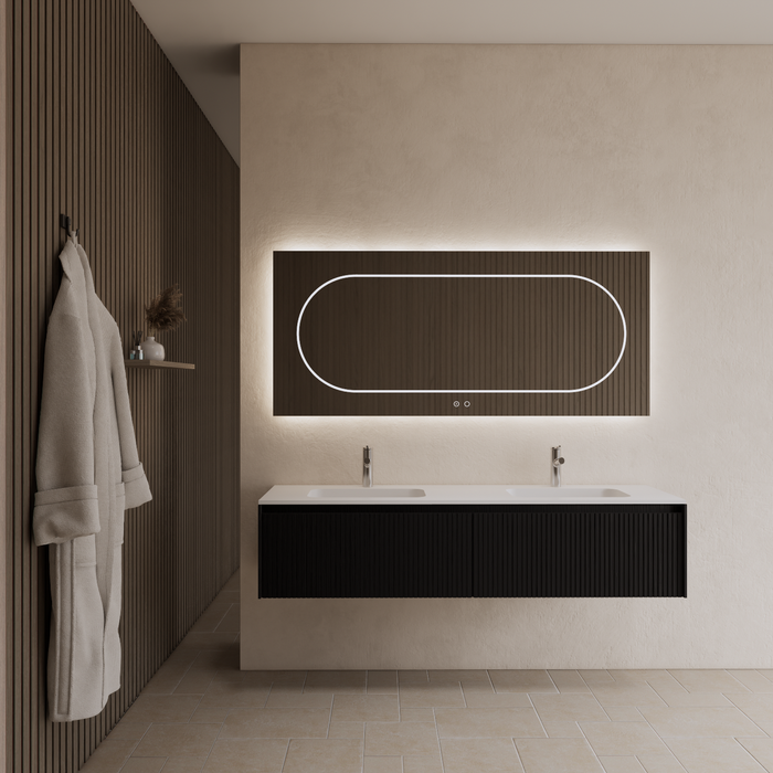 Gliss Design Timotheus badmeubel - 160 cm - Black Veneer - 2 Lades