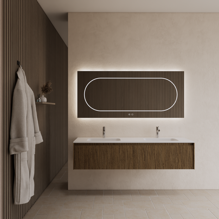 Gliss Design Timotheus badmeubel - 200 cm - Castle Brown - 2 Lades