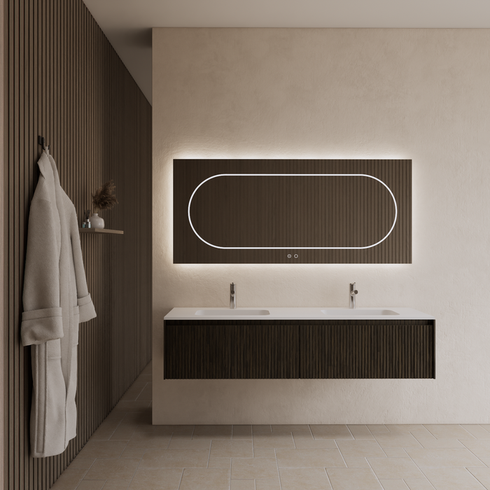 Gliss Design Timotheus badmeubel - 200 cm - Charcoal - 2 Lades