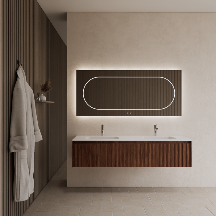 Gliss Design Timotheus badmeubel - 200 cm - Walnut - 2 Lades