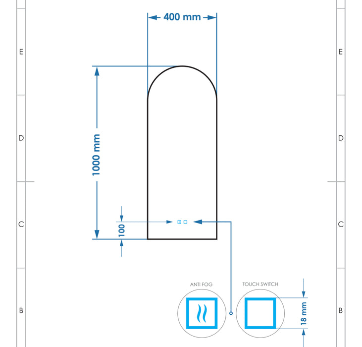 Gliss Design Gaya spiegel verticaal met LED-verlichting en spiegelverwarming - 40 x 100 cm