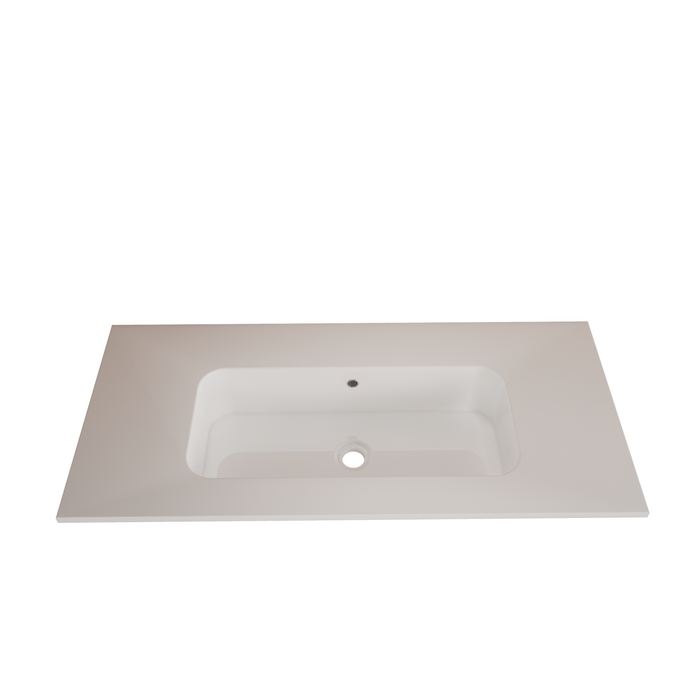 Gliss Design Asia wastafel solid marble - Mat wit - 100 cm - Zonder kraangaten