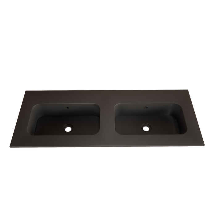 Gliss Design Asia wastafel solid marble - Mat Zwart - 120 cm ( 2 wasbakken ) - 2 kraangaten