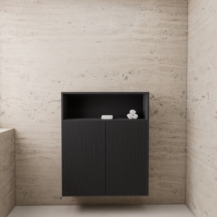 Gliss Design Timotheus badkamerkast met ribbelfront 100cm - Black Veneer