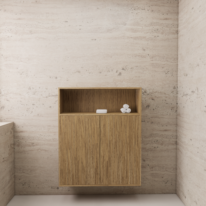 Gliss Design Timotheus badkamerkast met ribbelfront 100cm - Castle Brown