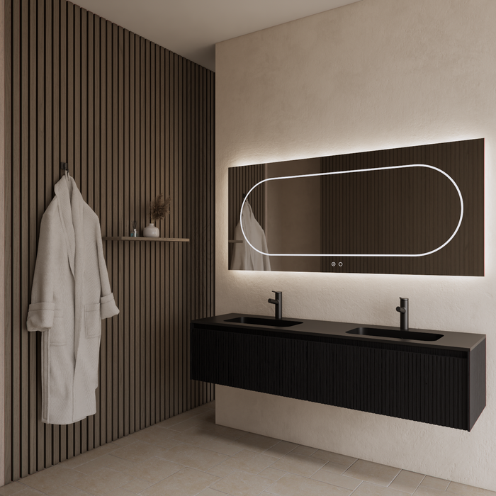 Gliss Design Timotheus badmeubel - 160 cm - Black Veneer - 2 Lades