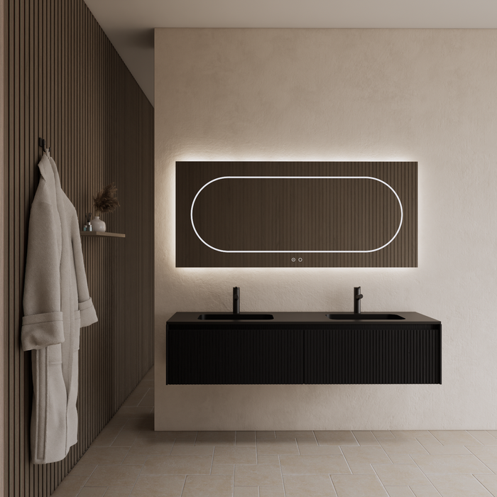 Gliss Design Timotheus badmeubel - 160 cm - Black Veneer - 2 Lades
