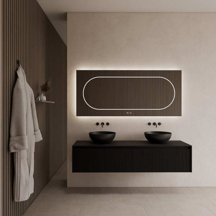 Gliss Design Timotheus badmeubel met ribbelfront inclusief topplaat