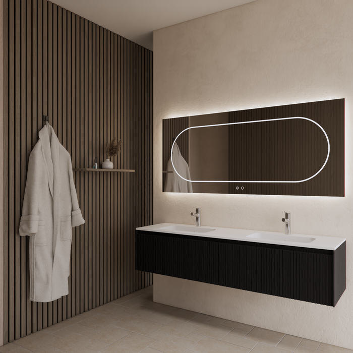 Gliss Design Timotheus badmeubel - 160 cm - Black Veneer - 2 Lades