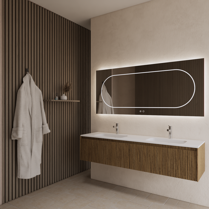 Gliss Design Timotheus badmeubel - 200 cm - Castle Brown - 2 Lades