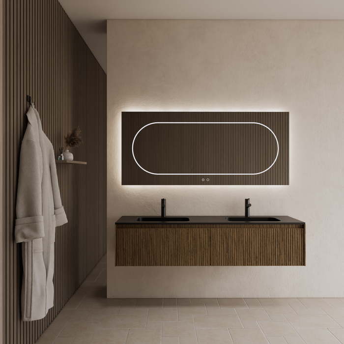 Gliss Design Timotheus badmeubel - 200 cm - Castle Brown - 2 Lades