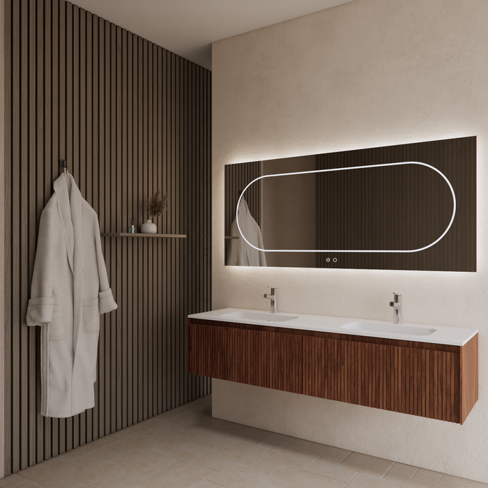 Gliss Design Timotheus badmeubel - 200 cm - Walnut - 2 Lades