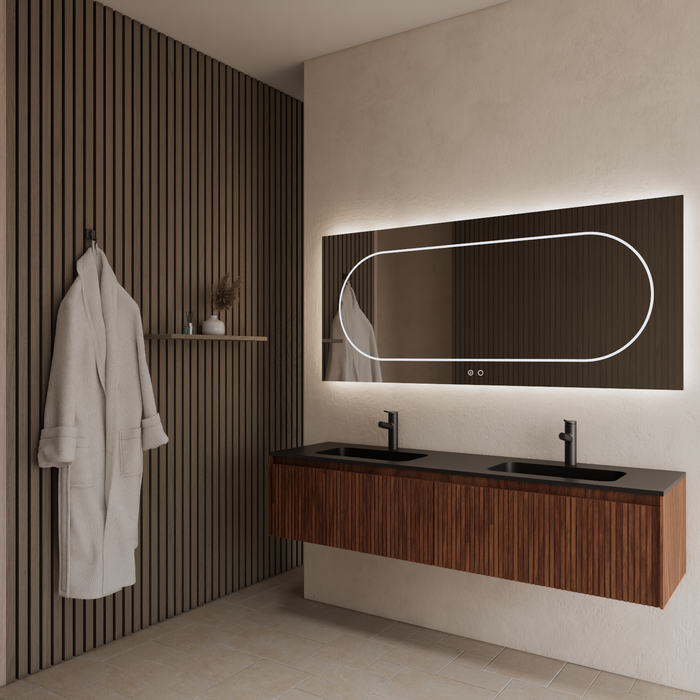 Gliss Design Timotheus badmeubel - 200 cm - Walnut - 2 Lades