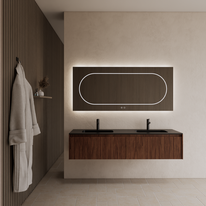 Gliss Design Timotheus badmeubel - 200 cm - Walnut - 2 Lades