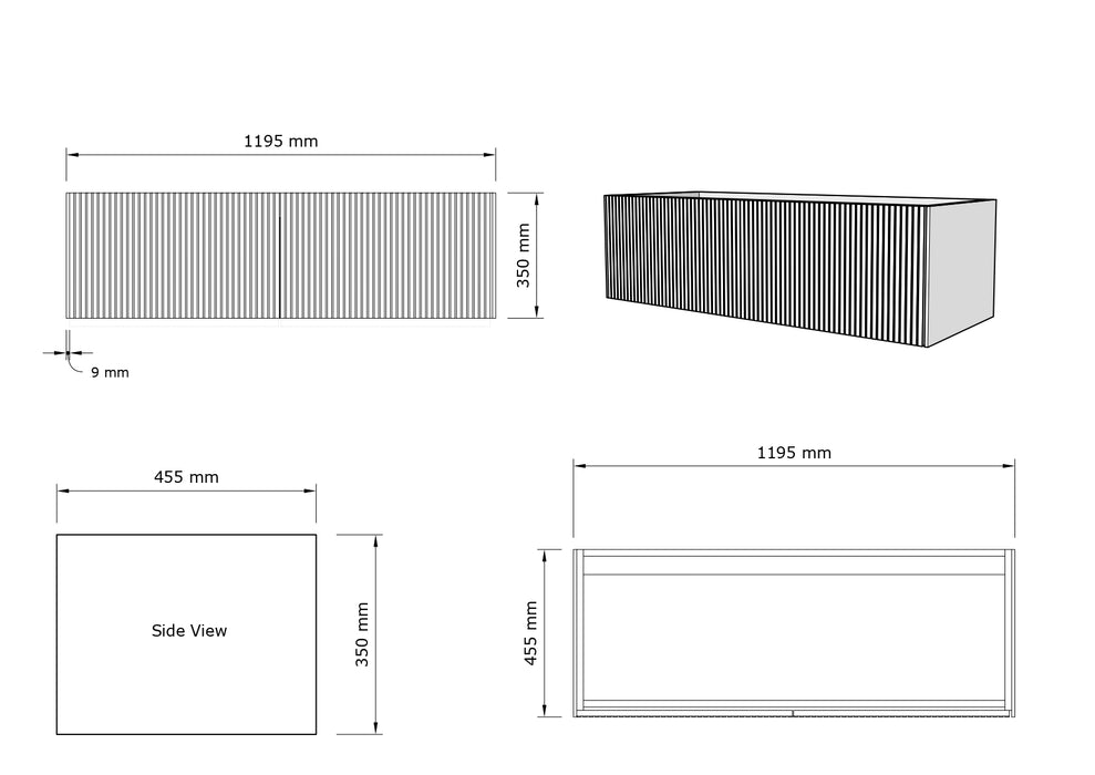 Gliss Design Timotheus badmeubel - 120 cm - Black Veneer - 2 Lades