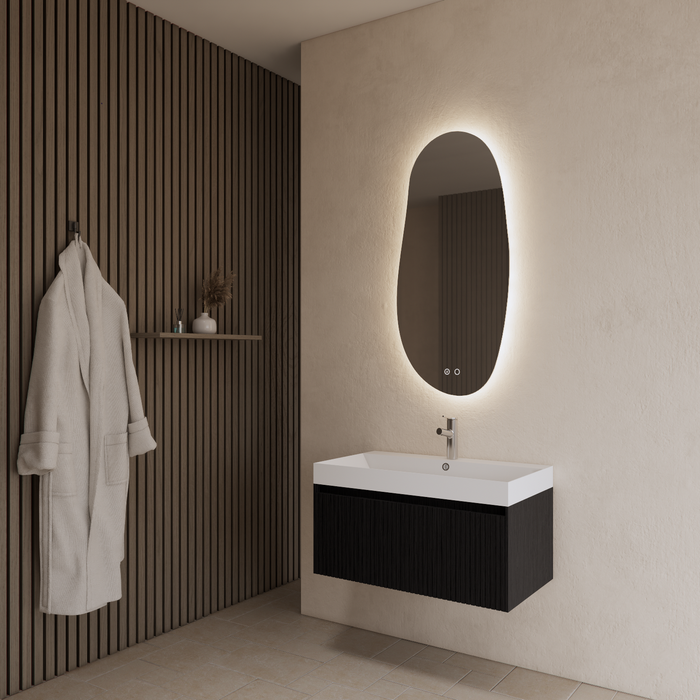 Gliss Design Timotheus badmeubel - 70 cm - Black Veneer - 1 Lade