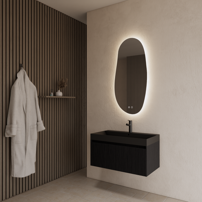 Gliss Design Timotheus badmeubel - 70 cm - Black Veneer - 1 Lade