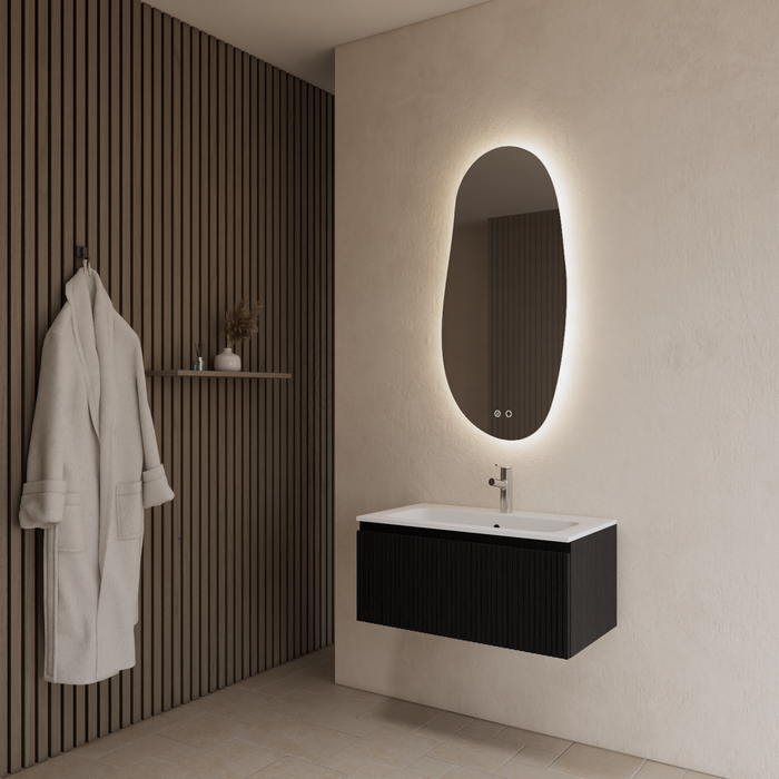 Gliss Design Timotheus badmeubel - 70 cm - Black Veneer - 1 Lade