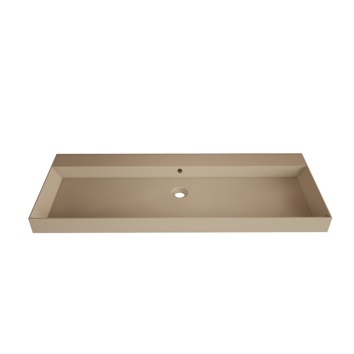 Gliss Design Lako wastafel solid marble - 140 cm - Cappuccino - 2 kraangaten