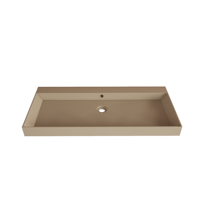 Gliss Design Lako wastafel solid marble - 100 cm - Cappuccino - 2 kraangaten