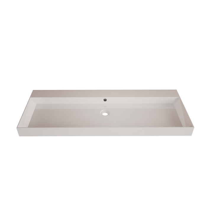 Gliss Design Lako wastafel solid marble - 140 cm - Glans wit - Zonder kraangat