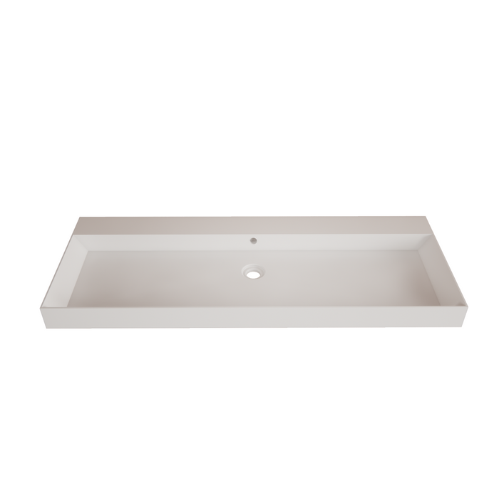 Gliss Design Lako wastafel solid marble - 140 cm - Mat wit - Zonder kraangat