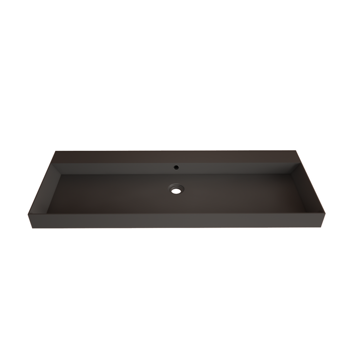 Gliss Design Lako wastafel solid marble - 140 cm - Mat zwart - 2 kraangaten
