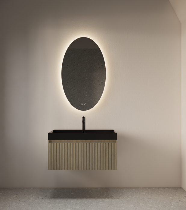 Gliss Design Oval spiegel verticaal met LED-verlichting en verwarming
