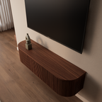 Monaco tv-meubel halfrond 140 cm Walnoot – detail bovenaanzicht dicht