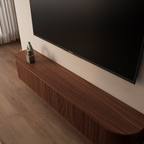 Monaco tv-meubel halfrond 200 cm Walnoot – detail bovenaanzicht dicht
