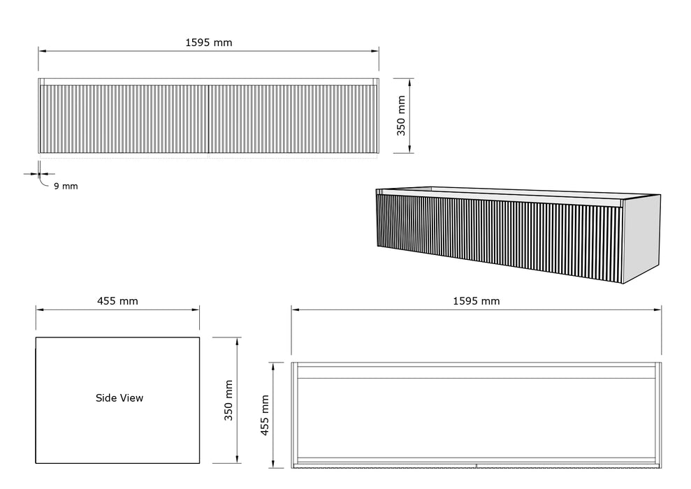 Gliss Design Timotheus badmeubel - 160 cm - Black Veneer - 2 Lades