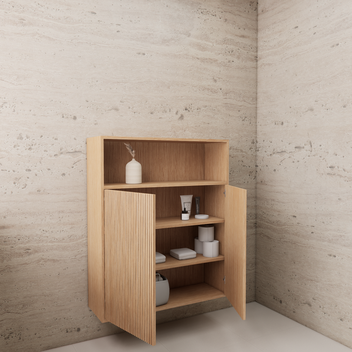 Gliss Design Timotheus badkamerkast met ribbelfront 100cm - Pure
